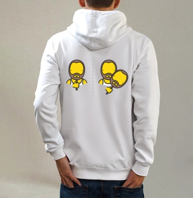 МАСКА, Толстовка на молнии, печать на спине. муж. белая v3 320гр