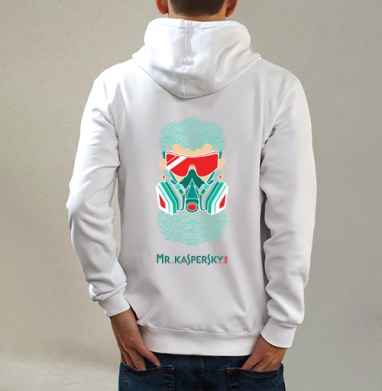 Мистер Касперский, Толстовка на молнии, печать на спине. муж. белая v3 320гр