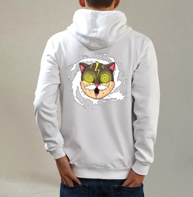 Молочные усы, Толстовка на молнии, печать на спине. муж. белая v3 320гр