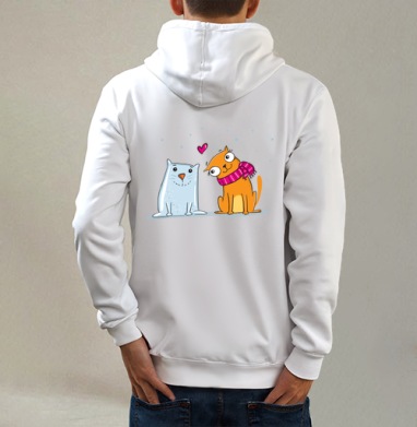 Snowcat / Ратрак, Толстовка на молнии, печать на спине. муж. белая v3 320гр