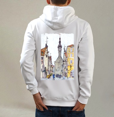 Таллин, Толстовка на молнии, печать на спине. муж. белая v3 320гр
