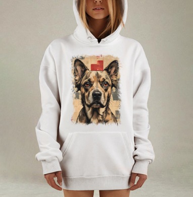 Портрет собаки винтаж в коричневых оттенках для комнаты дома, Hoodie Mjhigh Dig, оверсайз, утепленная