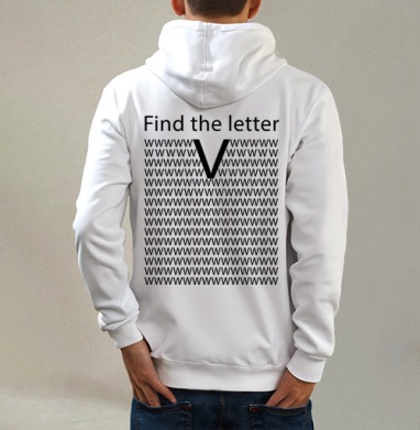 Внимание, Толстовка на молнии, печать на спине. муж. белая v3 320гр