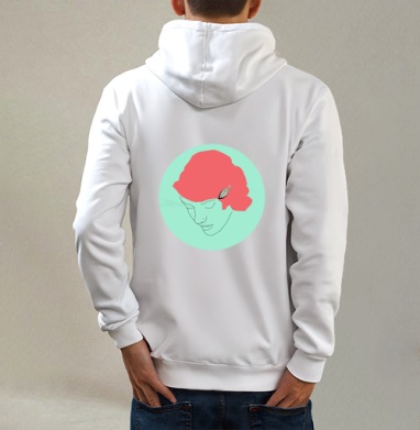 Ariel / Ариэль, Толстовка на молнии, печать на спине. муж. белая v3 320гр