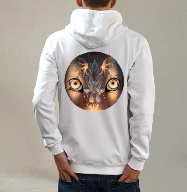 DemoN / Демон, Толстовка на молнии, печать на спине. муж. белая v3 320гр