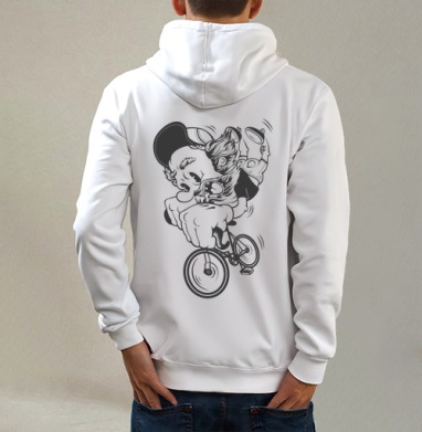 Fixed Gear / Фикс, Толстовка на молнии, печать на спине. муж. белая v3 320гр