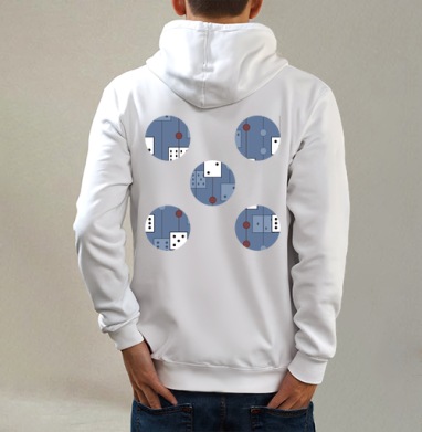 Игральные кости, Толстовка на молнии, печать на спине. муж. белая v3 320гр