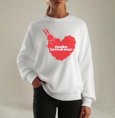 Любовь и война символ страсти и разрушения, Свитшот оверсайз белый женский