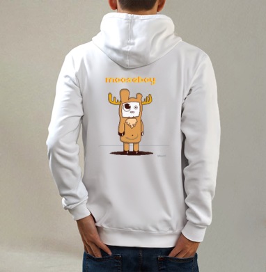 mooseboy / Мальчик-лось, Толстовка на молнии, печать на спине. муж. белая v3 320гр
