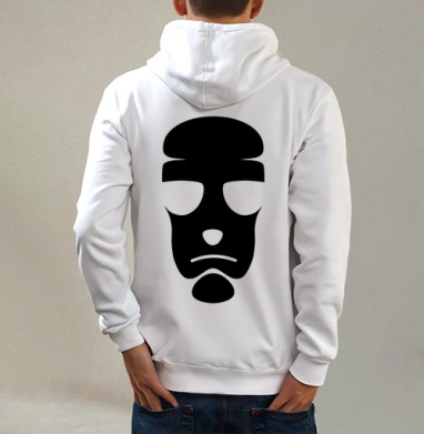Shadow Face / Теневое лицо, Толстовка на молнии, печать на спине. муж. белая v3 320гр