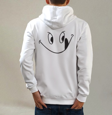 smile / Улыбка, Толстовка на молнии, печать на спине. муж. белая v3 320гр
