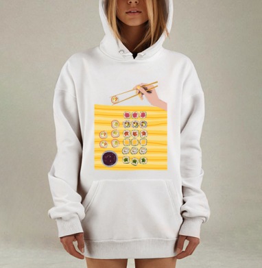 Аккуратный пищевой ритуал суши насладиться японской кухней, Hoodie Mjhigh Dig, оверсайз, утепленная