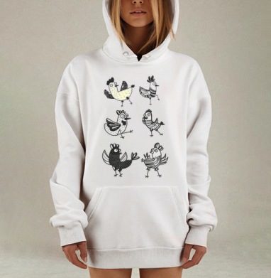 Танцующие курицы, Hoodie Mjhigh Dig, оверсайз, утепленная