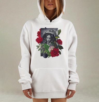 Вечность взглядом девушки в цветах, Hoodie Mjhigh Dig, оверсайз, утепленная