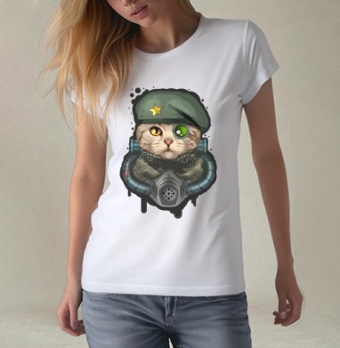 Кот Войны, Футболка женская белая 180гр
