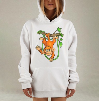 Обезьяна на ветке, Hoodie Mjhigh Dig, оверсайз, утепленная