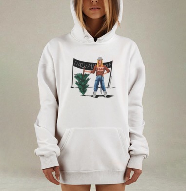 Девушка с мини елкой в свитере и джинсах Christmas Tree, Hoodie Mjhigh Dig, оверсайз, утепленная