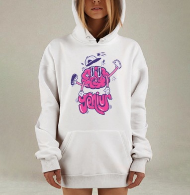 Розовый мозг гений с кепкой живой активный, Hoodie Mjhigh Dig, оверсайз, утепленная