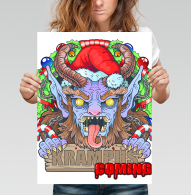 Яркий принт Крампус с надписью «KRAMPUS IS COMING» - Поcтер вертикальный 30x40 см, страница 2