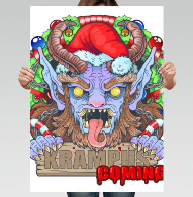 Яркий принт Крампус с надписью «KRAMPUS IS COMING» - Постер вертикальный 50x70 см, страница 2