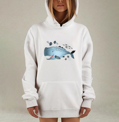 Весёлые киты, Hoodie Mjhigh Dig, оверсайз, утепленная
