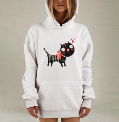 Влюблённые коты, Hoodie Mjhigh Dig, оверсайз, утепленная