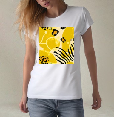Abstract Animal Safari - Абстрактное сафари животных дикая природа африки, Футболка женская белая 180гр