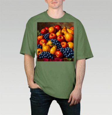 Спелые яблоки груши Натюрморт Still Life натюрморт для кухни подарок, Футболка мужская оверсайз оливковая