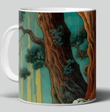 Golden tree in turquoise forest / Золотое дерево в бирюзовом лесу - Магазин футболок RazzhivinaKs - Дизайнерские принты
