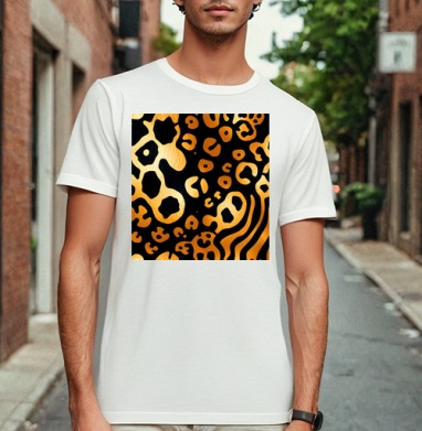 Golden Leopard Pattern / Золотой леопардовый узор для вашего дома, Футболка мужская Base белая