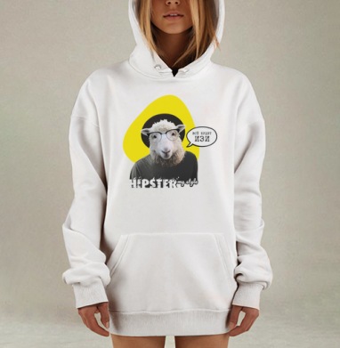 Уверенный овца хипстер в очках стильный позитив легко, Hoodie Mjhigh Dig, оверсайз, утепленная