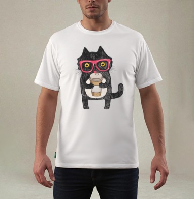 Coffee-cat, Футболка мужская REGULAR белая