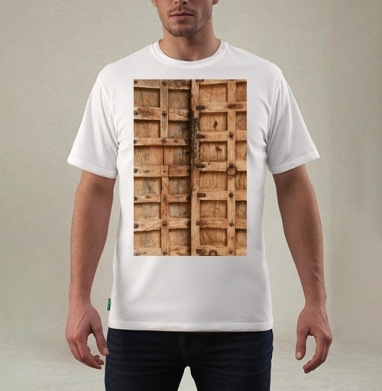DoorsWoodSingleOld0011_L, Футболка мужская REGULAR белая