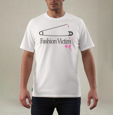 Белая английская булавка c розовыми пятнами Fashion Victim, Футболка мужская REGULAR белая