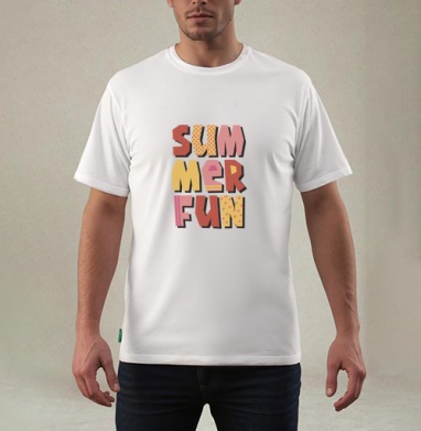 Летние забавы теплые цвета летний текст summer fun, Футболка мужская REGULAR белая