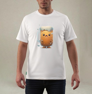 Удивленная живая кружка янтарного пива стоит - Made in AlexTrasT