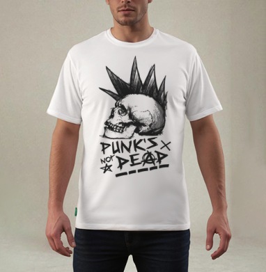 Череп с ирокезом PUNKS NOT DEAD – панк-графика - Купить Товары с принтом 