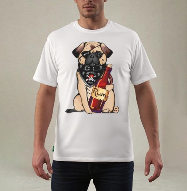 Pirate pug, Футболка мужская REGULAR белая