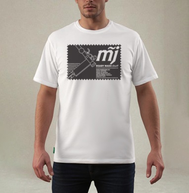 Стилизованный автомат Калашникова с логотипом MJ и надписями READY MADE Stuff - Магазин футболок barbanel - Дизайнерские принты