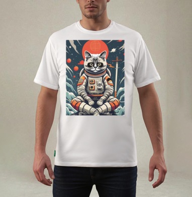 Японский кот космонавт, Футболка мужская REGULAR белая