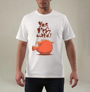 Ироничная и самоуверенная свинья милая Yes Im Cute, Футболка мужская REGULAR белая