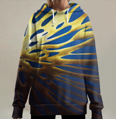 Взрыв золотой энергии и динамики, Hoodie Long Oversize 3D