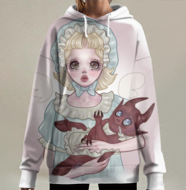 Невинная девочка с тёмным демоном невинная девочка с темным, Hoodie Long Oversize 3D