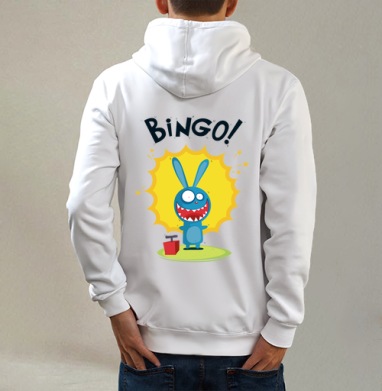 Bingo, Толстовка на молнии, печать на спине. муж. белая v3 320гр