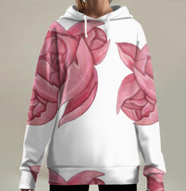 Нежная розовая роза в сиянии нежные розовые, Hoodie Long Oversize 3D