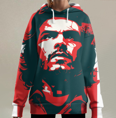 Образ мужественности революционная решимость Че Гевары, Hoodie Long Oversize 3D