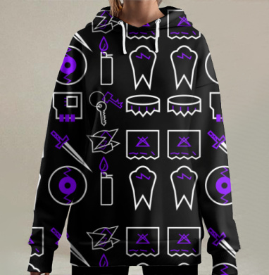 Символы борьбы мистики ключ к свободе, Hoodie Long Oversize 3D