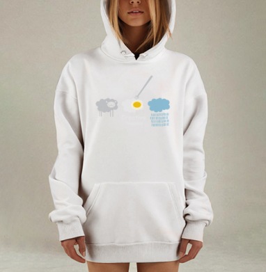 Серый овечка желтая яичница голубое дождевое облако Creative happens, Hoodie Mjhigh Dig, оверсайз, утепленная