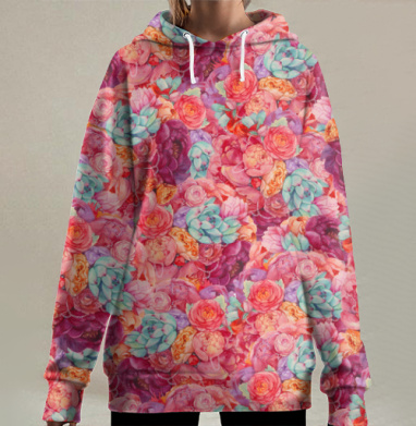 Цветочная страсть, Hoodie Long Oversize 3D