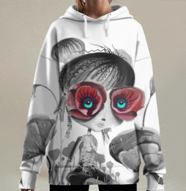 Кукла с глазами-аппликациями из маков, Hoodie Long Oversize 3D